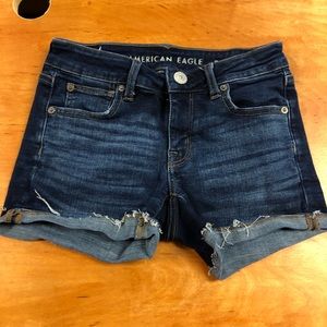 American eagle dark blue denim shorts